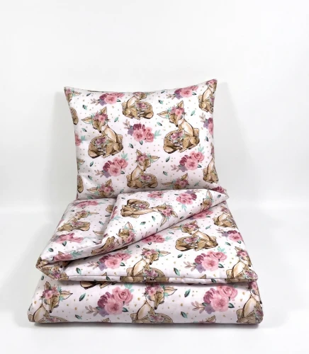 Komplet do przedszkola / żłobka - kocyk / kołderka  z poduszką Sarenki 100x135 SALE PERSONALIZACJA